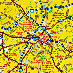 North Carolina Road and Physical Tourist Guide map.