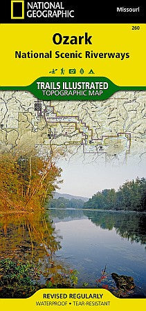 Ozark Scenic National Waterway map, America.