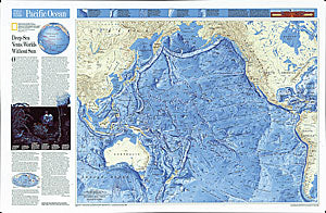 Pacific Ocean 3D Relief WALL Map.