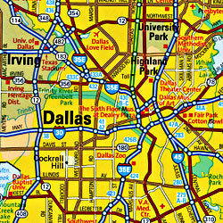 Texas Road and Physical Tourist Guide map.