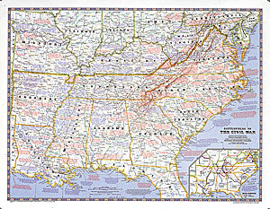 United States Civil War Battles WALL Map.