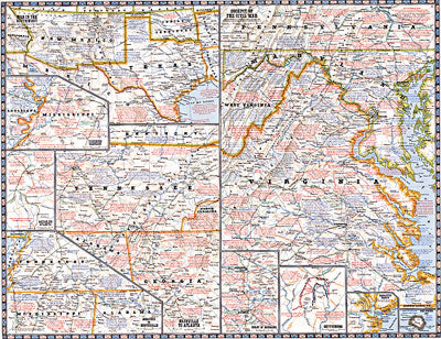 United States Civil War Battles WALL Map.