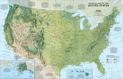 United States "Physical" WALL Map.