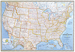 United States "Classic" WALL Map.