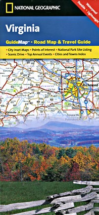 Virginia Guide Map, Virginia, America.