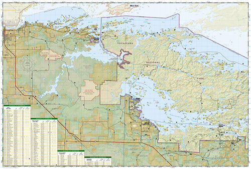 Voyageurs National Park, Outdoor Recreation Road and Tourist Map.