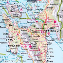 Philippines Road and Shaded Relief Tourist Map.