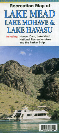 Lakes Mead, Mojave and Havasu, Road and Recreation Map, Utah, America.