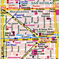 Uruguay and Southern Argentina, Road and Shaded Relief Tourist Map.