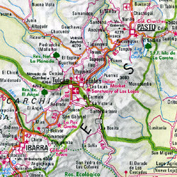 Colombia and Ecuador, Road and Shaded Relief Tourist Map.