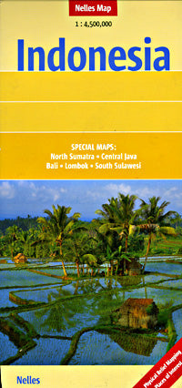 Indonesia Road and Shaded Relief Tourist Map.