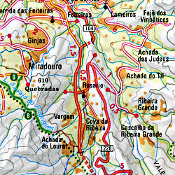 Madeira Island, Road and Shaded Relief Tourist Map, Portugal.