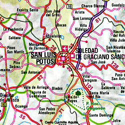 Mexico Road and Shaded Relief Tourist Map.