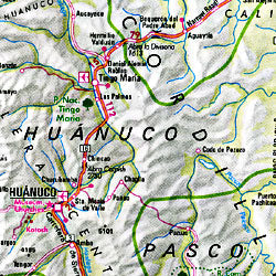 Peru and Ecuador, Road and Shaded Relief Tourist Map.