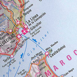 Costa Brava and Costa Dorado, Road and Shaded Relief Tourist Map.