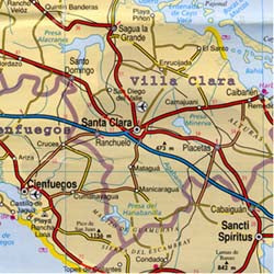 Cuba Road and Shaded Relief Tourist Map.