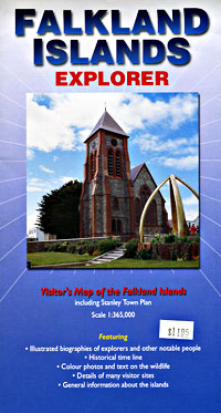 Falkland Islands, Road and Tourist Map, United Kingdom.