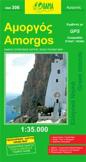 Amorgos, Road and Tourist Map, Greece.