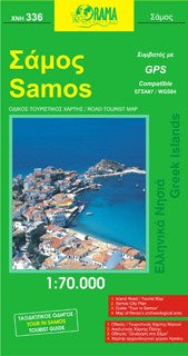 Samos Road and Tourist Map, Greece.