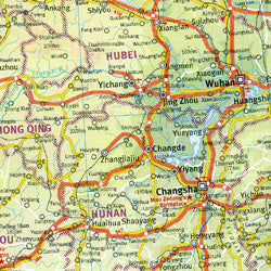 China Road and Shaded Relief Tourist Map.