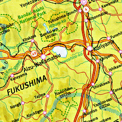 Japan Road and Shaded Relief Tourist Map.