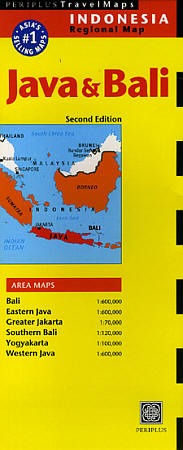 Java and Bali Road and Shaded Relief Tourist Map, Indonesia.