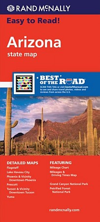 Arizona "Easy to Read" Road and Tourist Map, America.