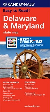 Delaware & Maryland "Easy to Read" Road Map, America.