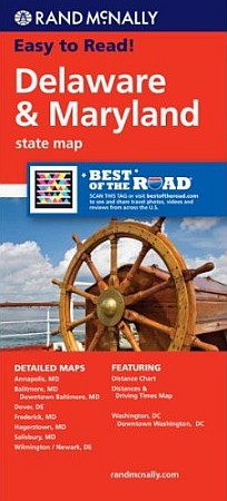 Maryland & Delaware "Easy to Read" Road and Tourist Map, America.