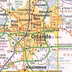 Florida "Easy to Read" Road and Tourist Map, America.