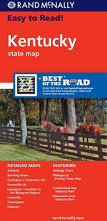 Kentucky "Easy to Read" Road and Tourist Map, America.