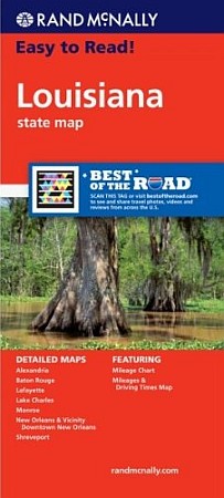 Louisiana "Easy to Read" Road and Tourist Map, America.