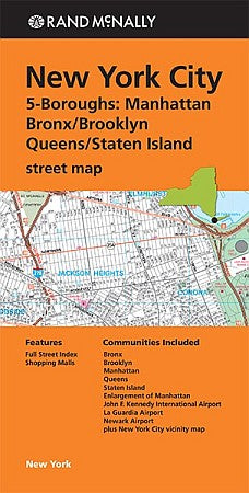 New York City 5 Boroughs street map, New York, America.