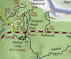 Redwood National and State Parks North Road and Recreation Map, California, America.