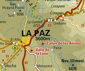 Bolivia, Road and Topographic Tourist Map.