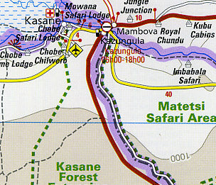 Botswana Road and Topographic Tourist Map.