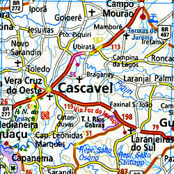 Brazil Road and Topographic Tourist Map.