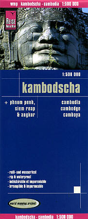 Cambodia Road and Topographic Tourist Map.