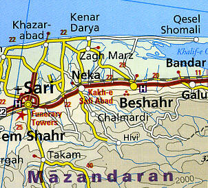 Central Asia Road and Topographic Tourist Map.