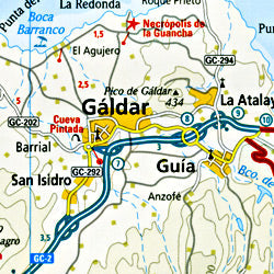 Gran Canaria Island, Road and Topographic Tourist Map, Canary Islands, Spain.