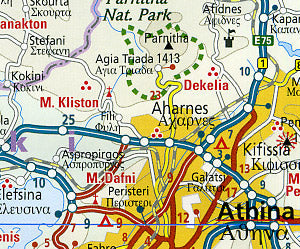 Greece Road and Topographic Tourist Map.