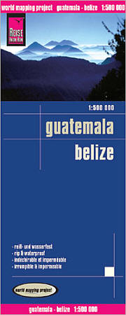 Belize and Guatemala Road and Topographic Tourist Map.