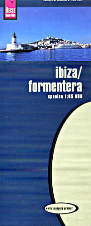 Ibiza and Formentera, Road and Topographic Tourist Map, Balearic Isles, Spain.