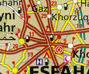 Iran Road and Topographic Tourist Map.