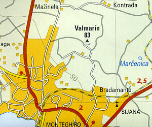 Istria Road and Topographic Tourist Map, Croatia.