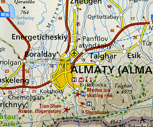 Kazakhstan Road and Topographic Tourist Map.