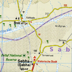 Libya Road and Topographic Tourist Map.