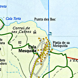 Mallorca, East, Road and Topographic Tourist Map, Balearic Isles, Spain.