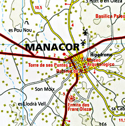 Mallorca Road and Topographic Tourist Map, Balearic Isles, Spain.