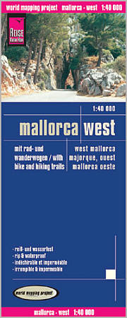 Mallorca, West, Road and Topographic Tourist Map, Balearic Isles, Spain.